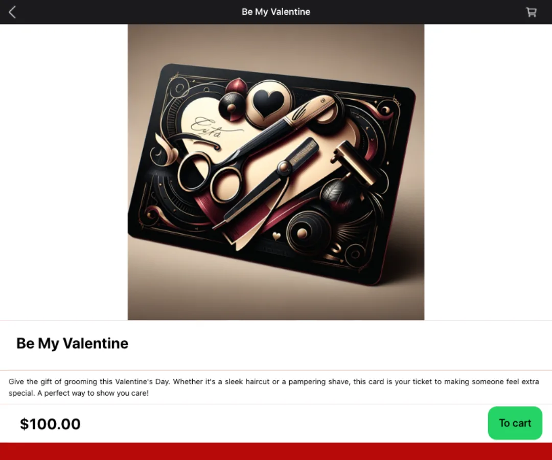 Cadeaubonnen in de app van de barbershop