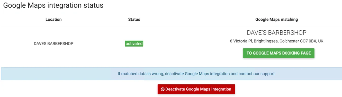 Geslaagde koppeling met Google Maps